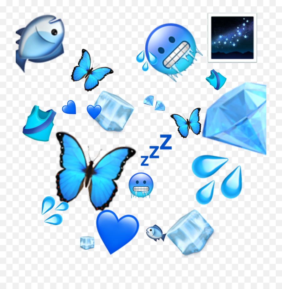 Emoji Collage Blue Emojicollage Diamond - Clip Art,Fan Emoji