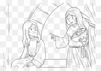 39 Luke10 38 42 03 Bible Scene - Line Art Emoji