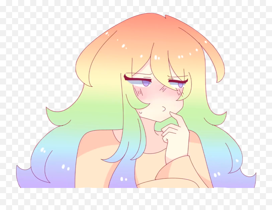 Cute Kawaii Rainbow Thinking Anime - Cartoon Emoji,Thinking Emoji Anime