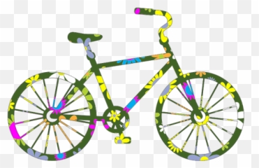 Retro Floral Bicycle - Transparent Background Bicycle Clip Art Emoji,Emoji Bike And Arm