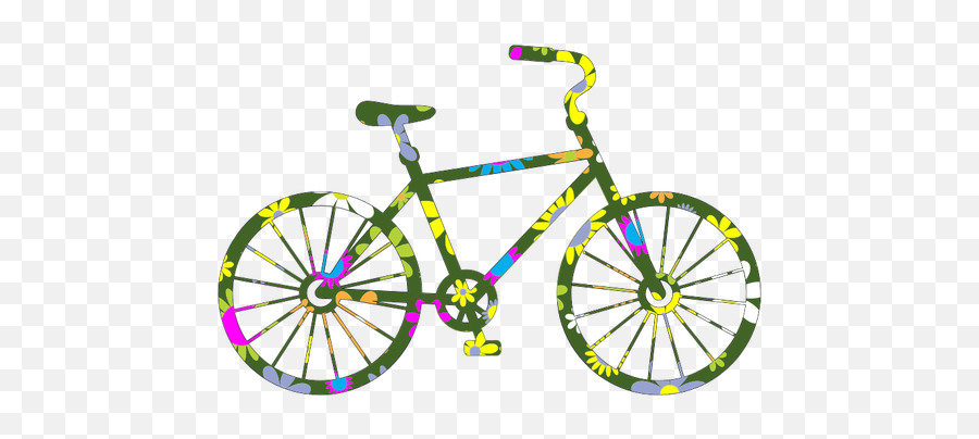 Retro Floral Bicycle - Transparent Background Bicycle Clip Art Emoji,Emoji Bike And Arm
