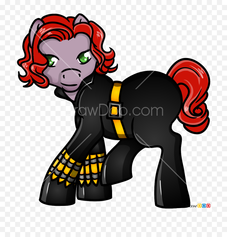 How To Draw Black Widow My Superhero Pony - Cartoon Drawing Black Widow Emoji,Black Widow Emoji