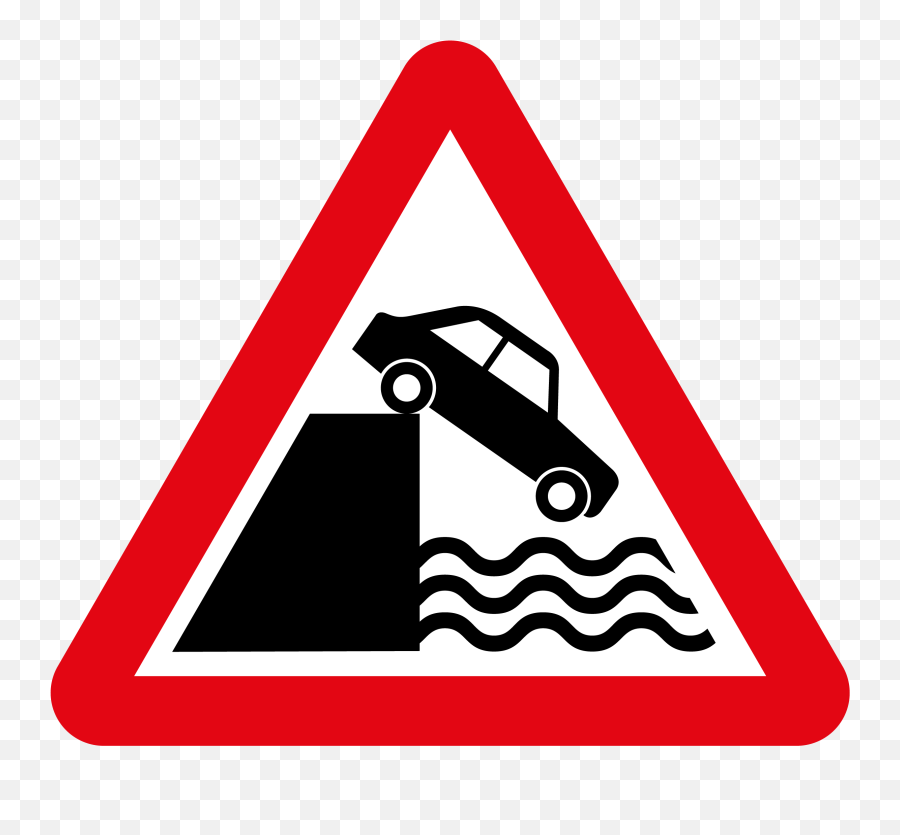 Quayside Or River Bank Ahead Diag 555 - Archer Traffic Quay Or River Sign Emoji,Traffic Cone Emoji