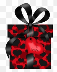 Download Free png Valentines Day Black and Red Gift with - And Clipart Emoji