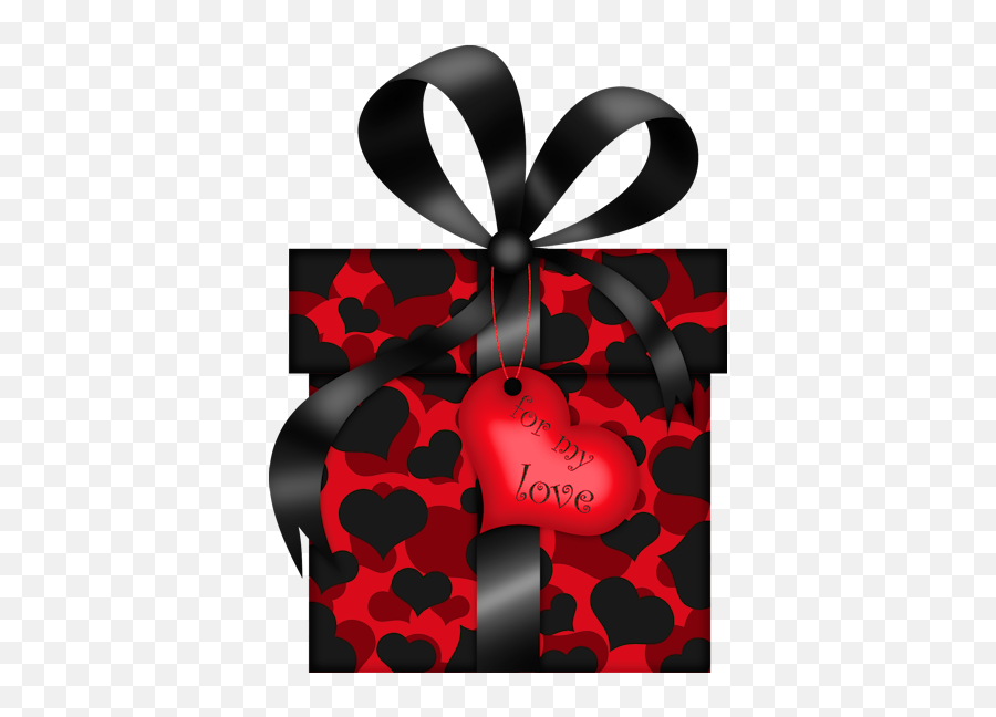 Download Free Png Valentines Day Black And Red Gift With - Black And Red Valentine Day Clipart Emoji,Gift Heart Emoji