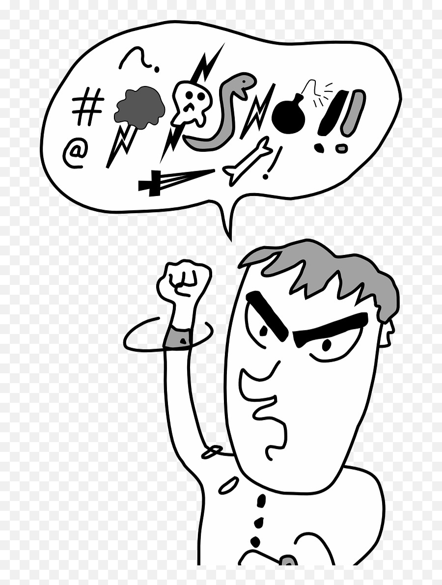 Language Use U2013 Doing Language - Swearing Person Line Drawing Emoji,Groan Emoji