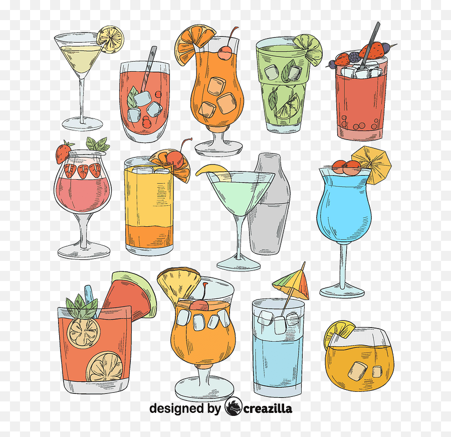 Set Of Cocktail Vector - Wine Glass Emoji,Cocktail Emoticons