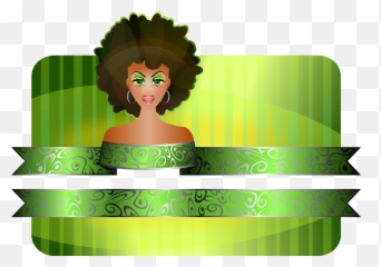 Afro Border Girl Green Carnival - African American Christmas Emoji
