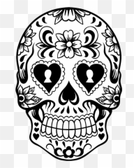 Sugar Skull Black And White Drawing At - Transparent Background Sugar Skull Png Emoji,Dead Skull Emoji