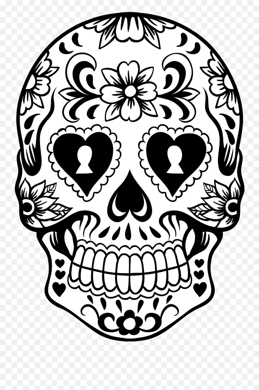 Sugar Skull Black And White Drawing At - Transparent Background Sugar Skull Png Emoji,Dead Skull Emoji