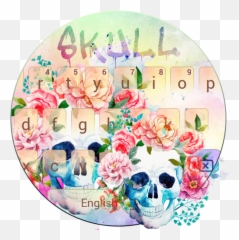 Rose Skull Flower Keyboard Theme - Day Of The Dead Flower Skull Emoji,Dead Rose Emoji
