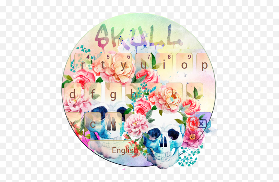 Rose Skull Flower Keyboard Theme - Day Of The Dead Flower Skull Emoji,Dead Rose Emoji