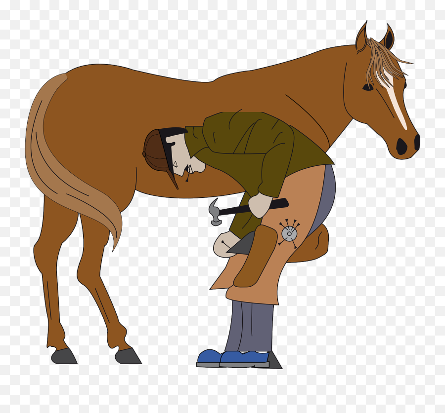 Blacksmith Farrier Horse Man Person - Shoeing A Horse Clipart Emoji,Horse Arm Emoji
