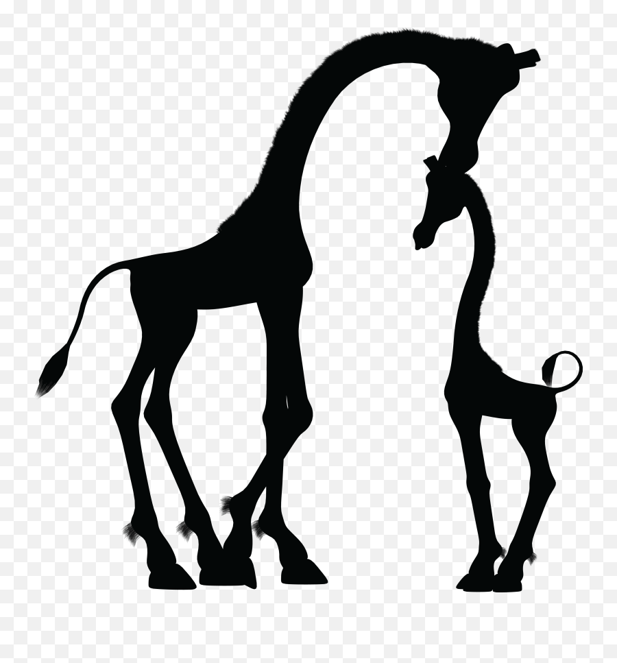 Baby Giraffes Silhouette Clip Art - Mom And Baby Png Mom And Baby Giraffe Silhouette Emoji,Giraffe Emoji