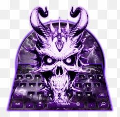 Purple Devil Skull Keyboard Theme - Skull Emoji,Purple Demon Emoji