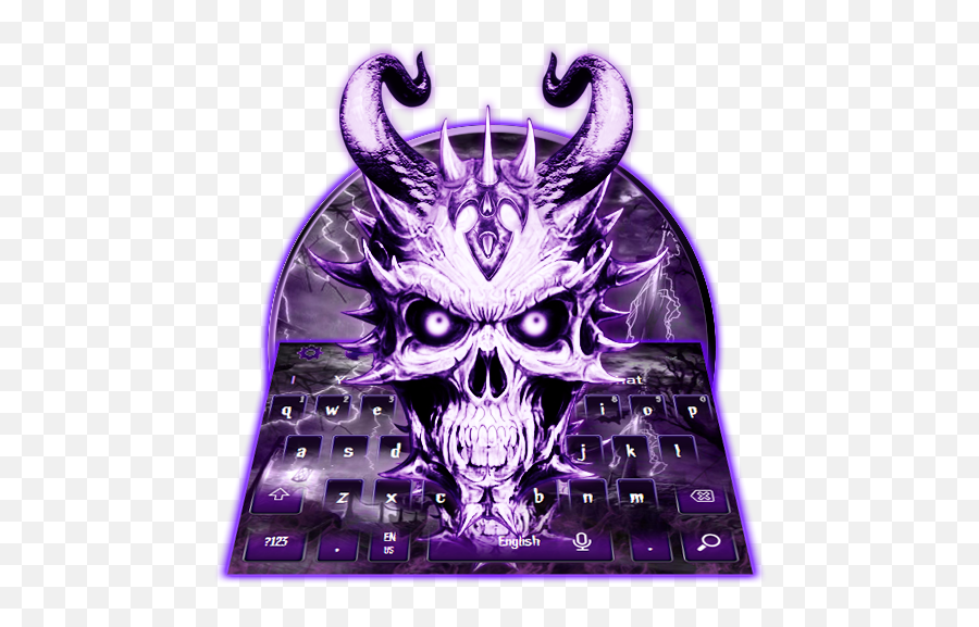 Purple Devil Skull Keyboard Theme - Skull Emoji,Purple Demon Emoji