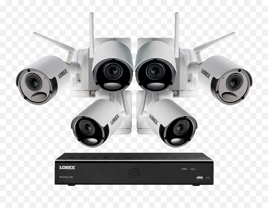 1080p Wire Free Camera System 6 Battery Powered White - Security Camera Emoji,Camera Emoticon