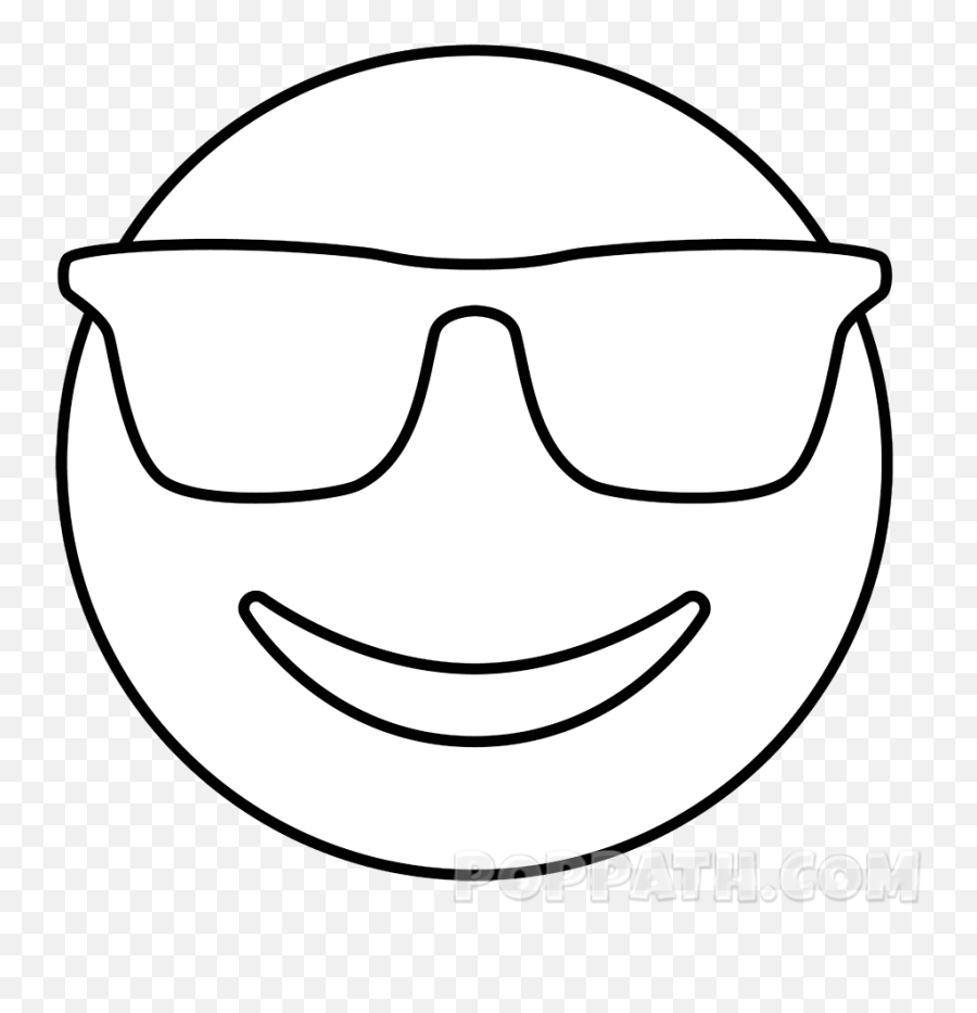 How To Draw A Sunglasses Emoji - Emoji Drawing,Sunglasses Emoji