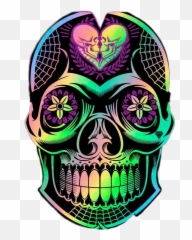 Skull Sugarskull Pretty Rainbowskull - Illustration Emoji,Sugar Skull Emoji