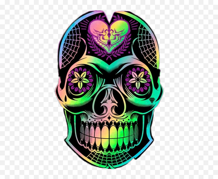 Skull Sugarskull Pretty Rainbowskull - Illustration Emoji,Sugar Skull Emoji