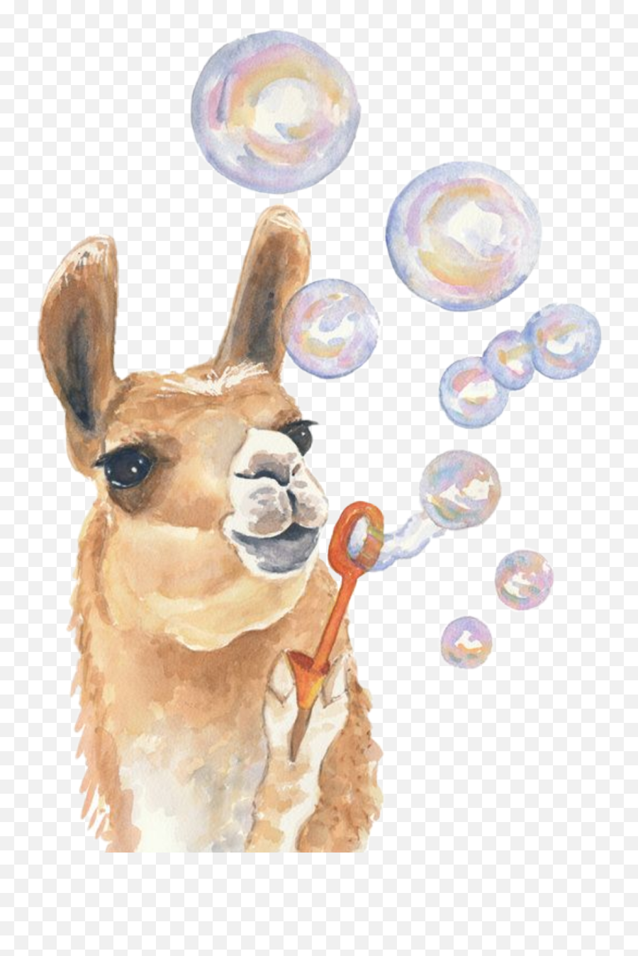 Watercolor Alpaca Llama Bubbles Blowing - Llama Painting Emoji,Blowing Bubbles Emoji