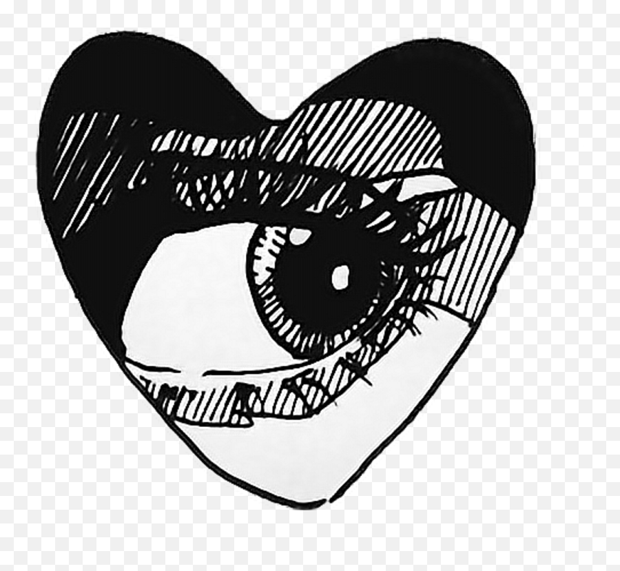 Eye Heart Doodle Ink Suspicious - Aesthetic Png Black And White Emoji,Suspicious Emoji