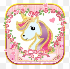 Pink Love Cute Unicorn Keyboard Theme - Cartoon Emoji,Unicorn Emoticons
