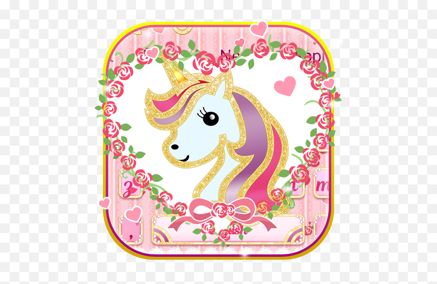 Pink Love Cute Unicorn Keyboard Theme - Cartoon Emoji,Unicorn Emoticons