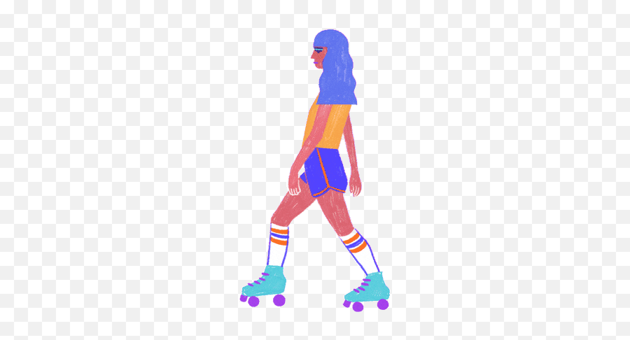 Girl On Girl Stickers For Android Ios - Roller Skate Gif Cartoon Emoji,Roller Skating Emoticon