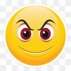 Cute Evil Smile Emoji Sticker - Smiley