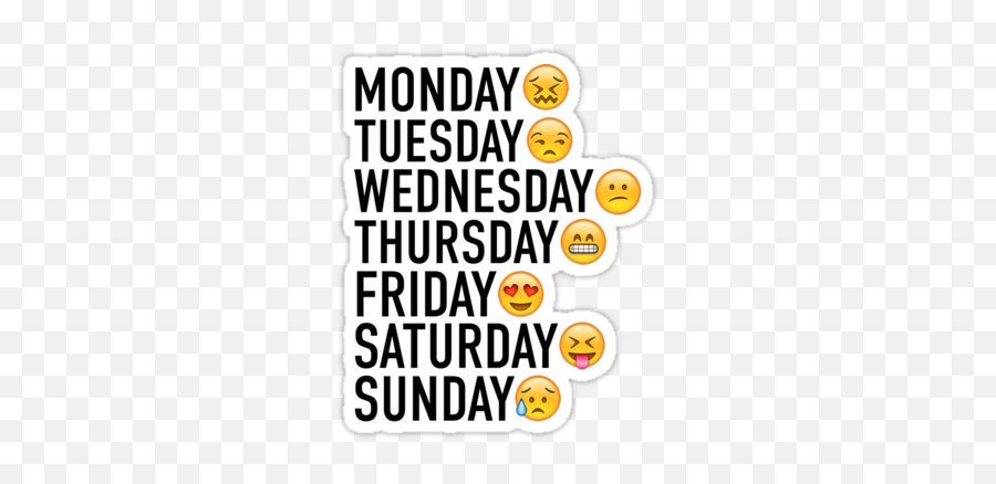 My Life Summed Up In Emojis - Days Of The Week Moods,Emoji Names