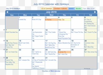 July 2019 Calendar With Holidays - January 2020 Holiday Calendar Emoji,Pearl Harbor Emoji