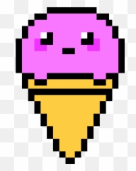Ice Cream Cone Pixel Art Clipart - Easy Cute Pixel Art Emoji,Ice Cream Emoticon