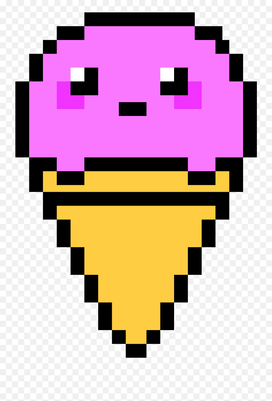 Ice Cream Cone Pixel Art Clipart - Easy Cute Pixel Art Emoji,Ice Cream Emoticon
