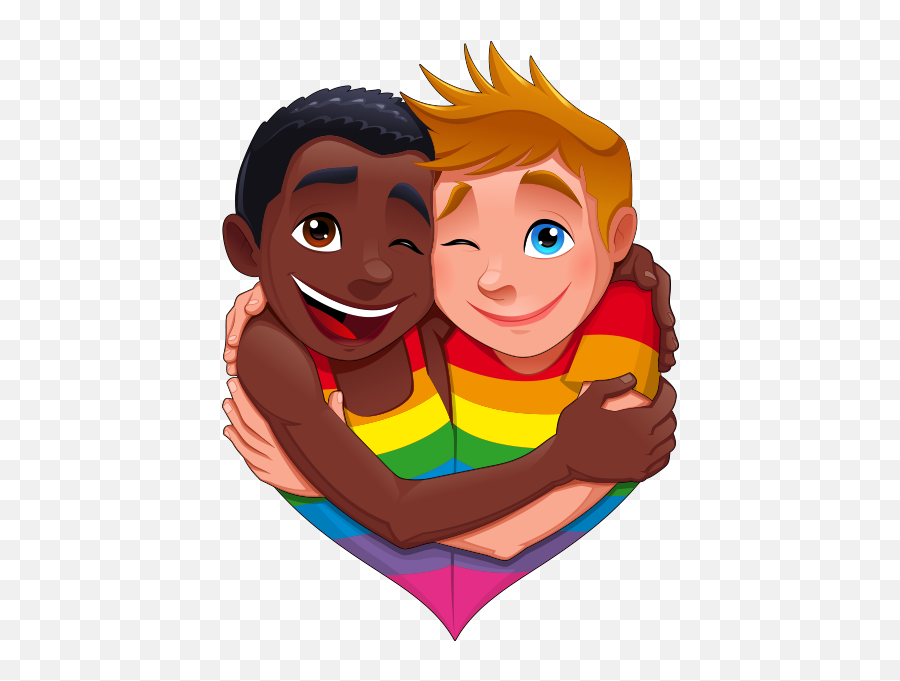 Gay Pride Lgbt Emoji For Imessage - Cartoon Two Gay Boys,Gay Emoji