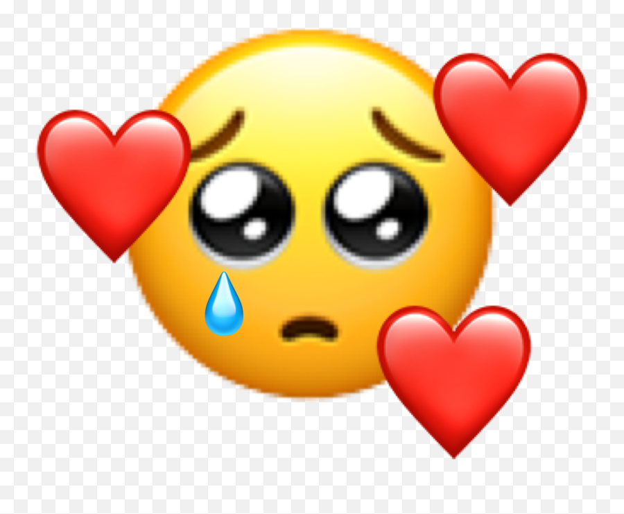Freetoedit Emoji Heart Love Cry Sad - Pleading Face Emoji Png,Break Up Emoji