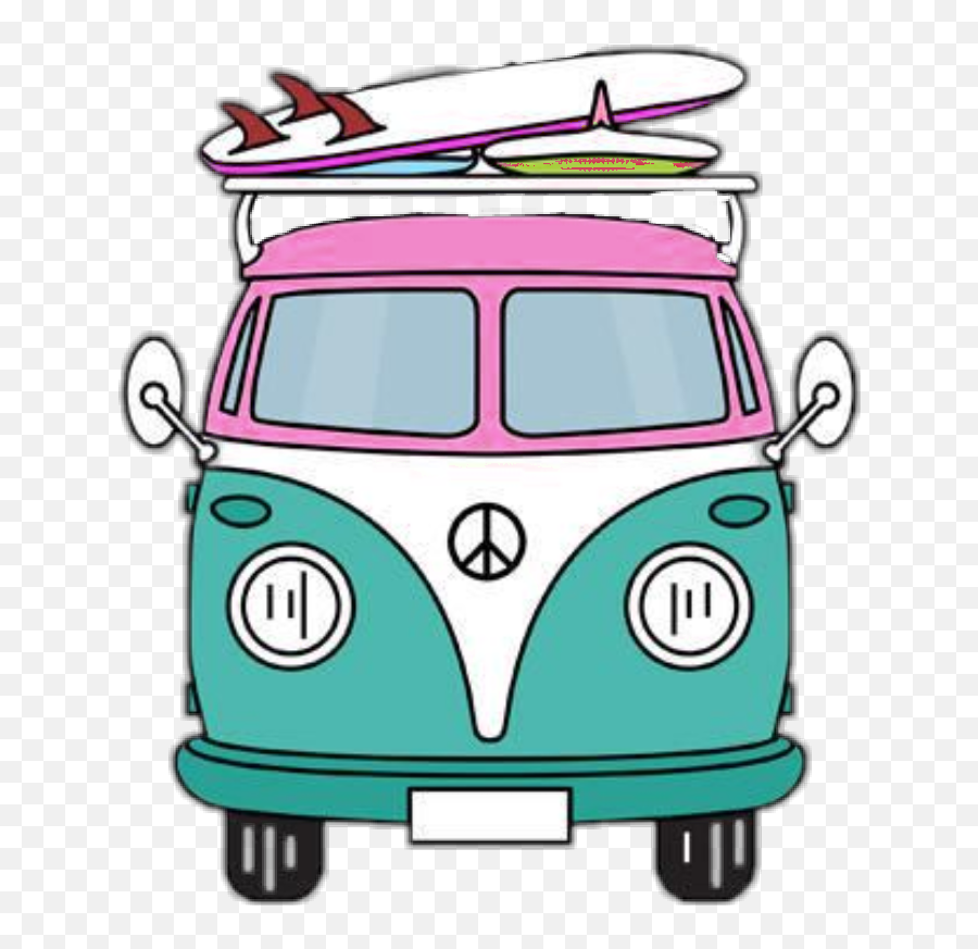 Bus Vwbus Retro Tumblr Lovely Cute Surfing - Cartoon Volkswagen Van Clipart Emoji,Rv Emoji