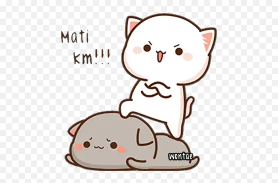 Mochi Mochi Cat Stickers For Whatsapp - Stiker Mochi Mochi Peach Cat Emoji,Cat Heart Emoji Meme