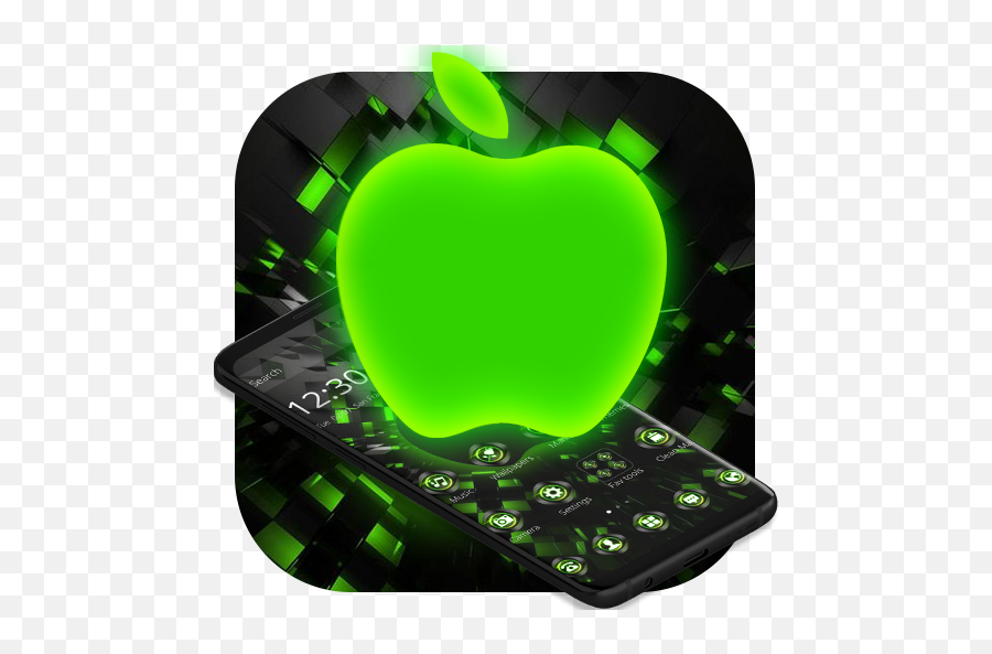Black Neon Tech Green Apple Theme - Apps On Google Play Granny Smith Emoji,Green Apple Emoji