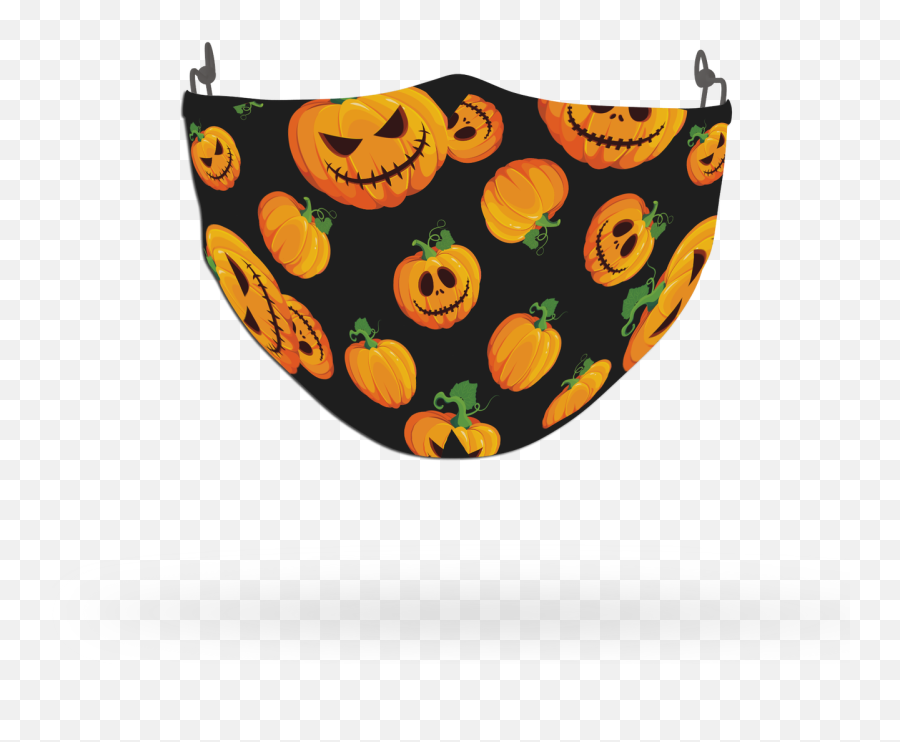Horror Pumpkin Pattern Face Covering Print 3 - Calabaza Emoji,Emoji Pumpkin Faces