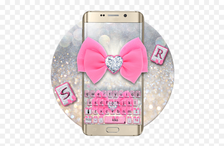 Glitter Pink Bow Keyboard For Android - Smartphone Emoji,Bow Emojis