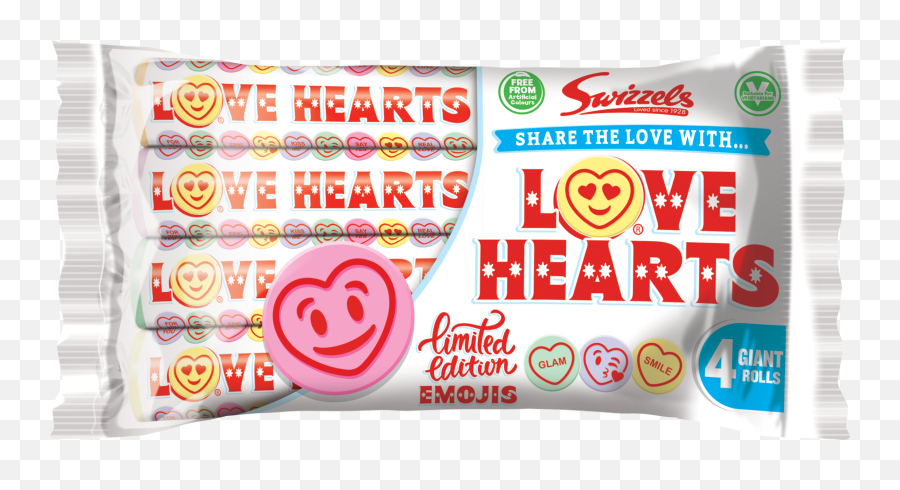 Swizzels Giant Love Hearts Rolls 4 Pack - Pack Of Love Hearts Emoji,Love Text With Emojis