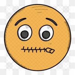 Zipped Mouth Emoji Icon Of Colored - Lips