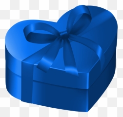 Heart Present Clipart - Blue Ribbon Gift Png Emoji