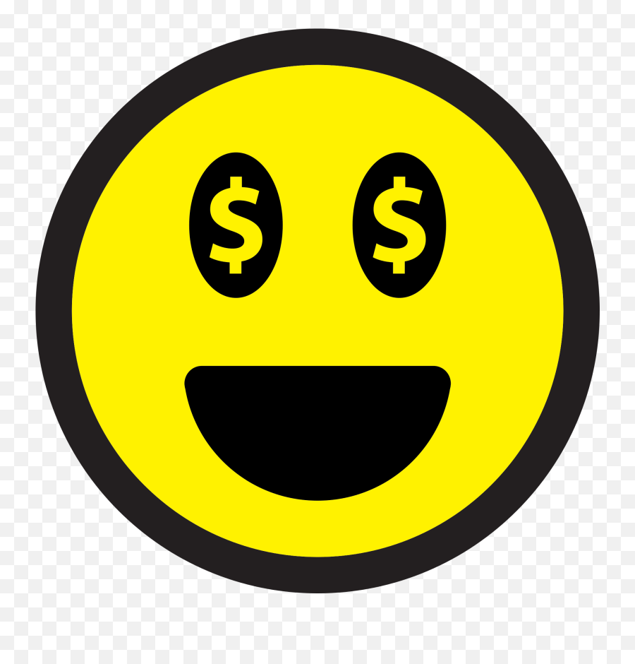 Smiley With Dollars Instead Of Eyes - Smiley Face Emoji,Crazy Eyes Emoticon