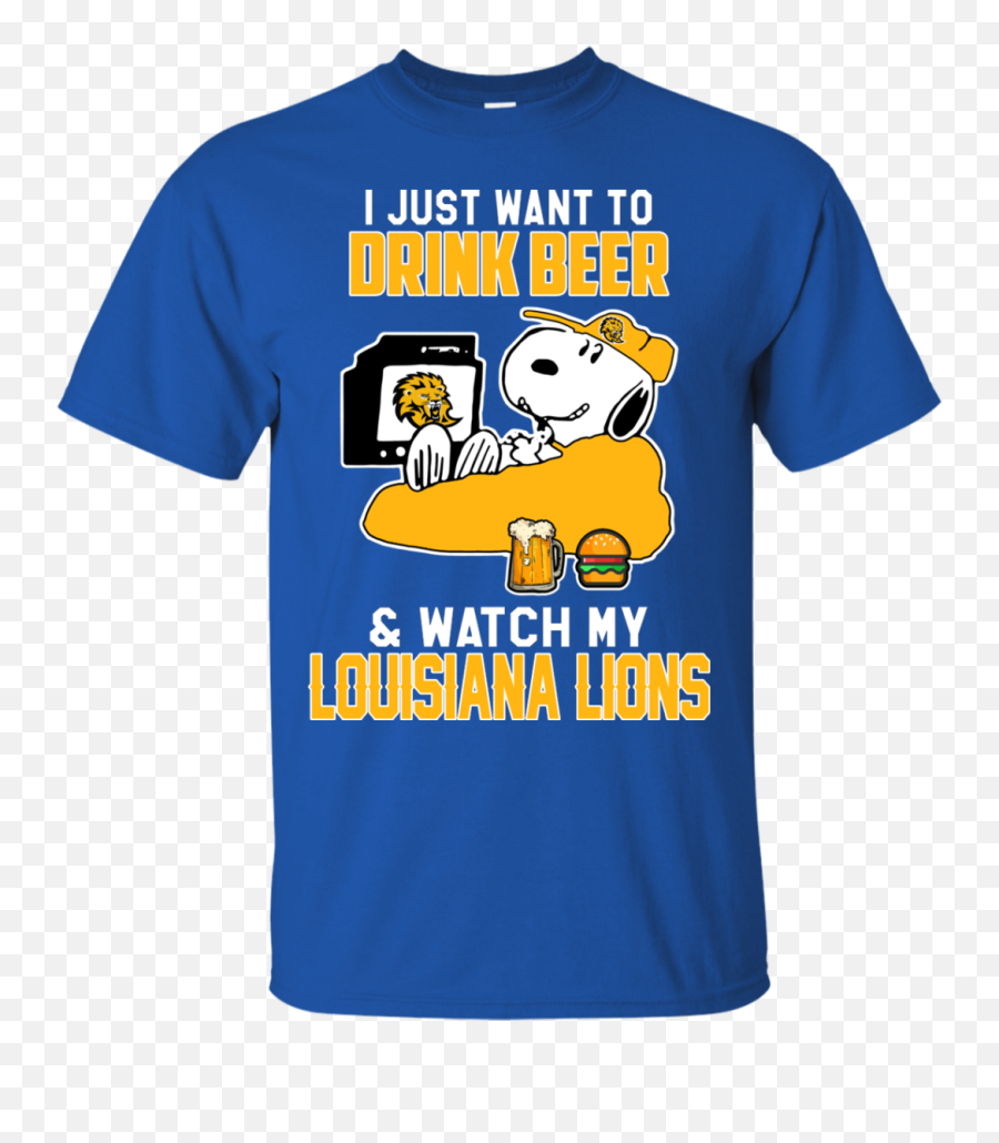 Southeastern Louisiana Lions Snoopy Shirts Just Want To Drink Beer U0026 Watch - Real Human Bean T Shirt Emoji,Louisiana Emoji