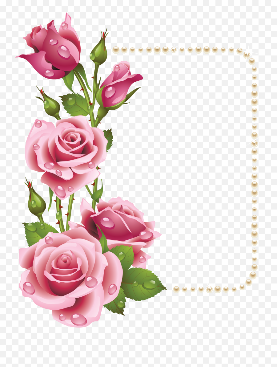 Large Transparent Frame With Pink Roses - Pink Roses Page Border Emoji,Roses Emoticon