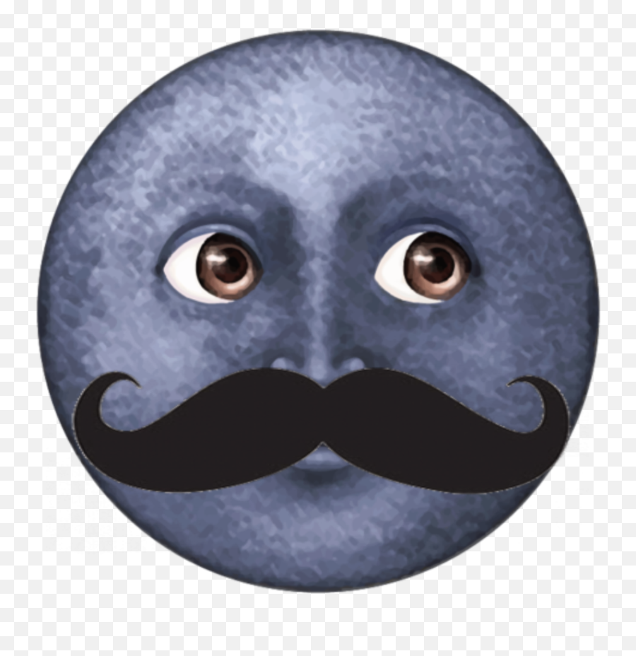 Moon Emoji Moustache Freetoedit - Moon Emoji Transparent Background,Emoji Moustache