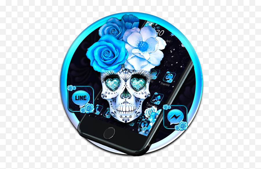 Flower Diamond Sugar Skull Theme - Blue Rose Emoji,Sugar Skull Emoji