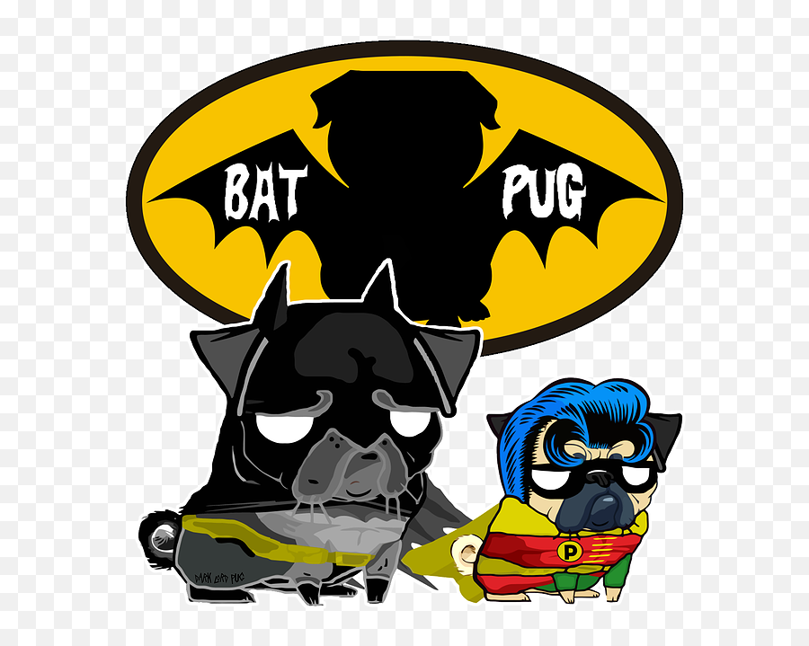 Dark Lord Pug - Batman Pug Cartoon Clipart Full Size Cartoon Emoji,Batman Symbol Emoji